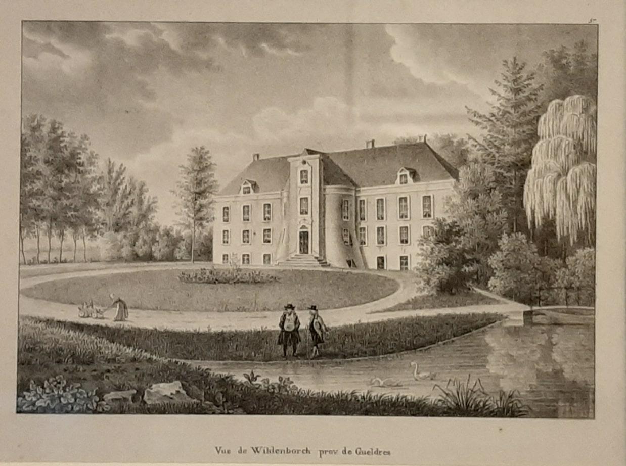 Paper Original Antique Print of Wildenborch Castle in Lochum, Ruurlo, Holland, c.1827 For Sale