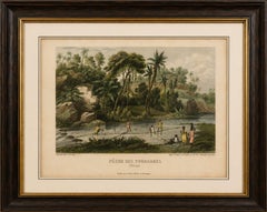 Original Antique Print of Yuracaré Fishing in Peru by Dureau, c.1840