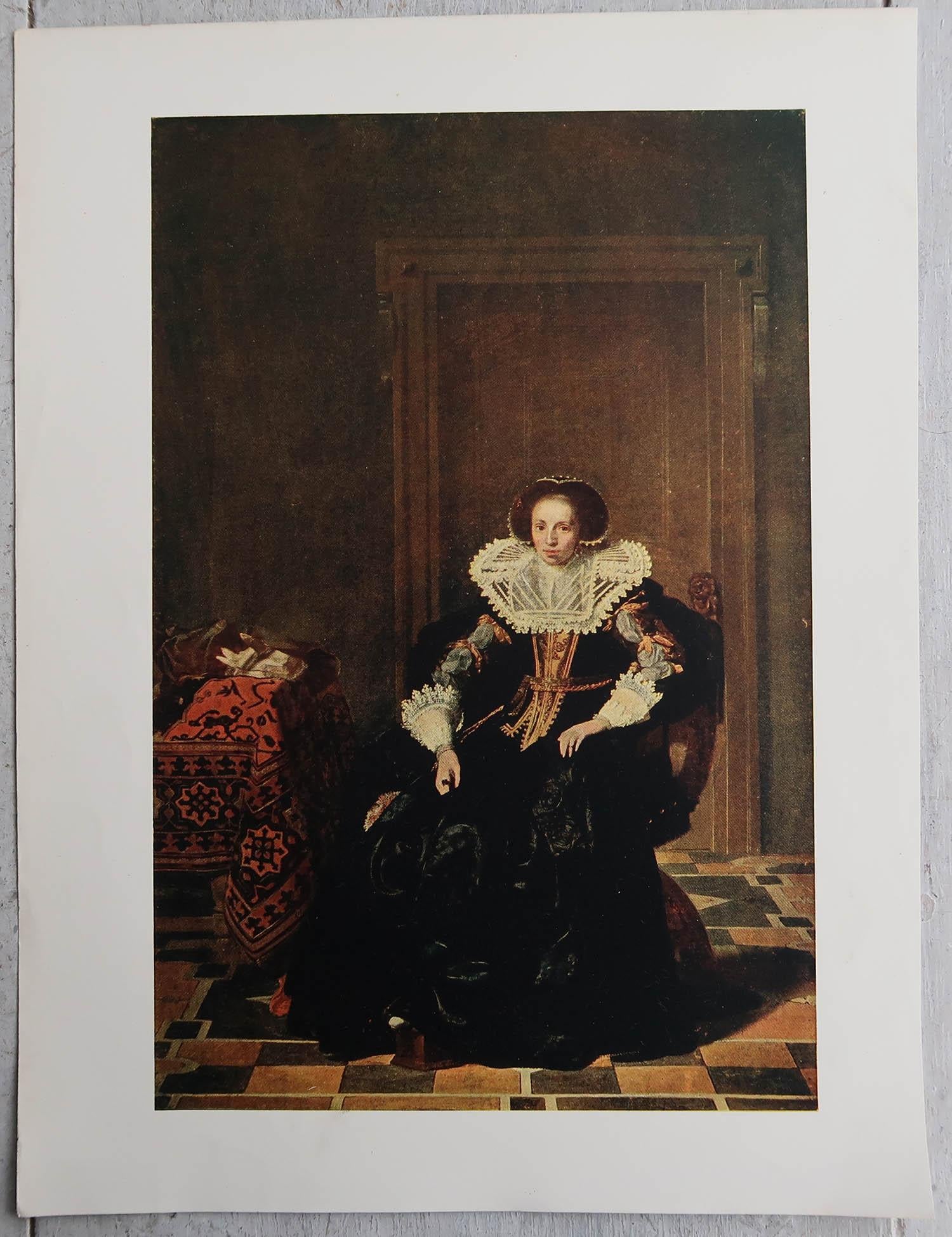 Original antiker Druck. Porträt einer Dame nach Thomas De Keyser. C.1900 (Barock) im Angebot