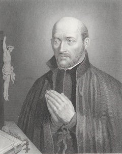 Original Antique Print, Portrait of Ignatius Loyola, circa 1850