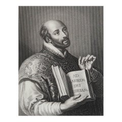 Original Antique Print, Portrait of Ignatius Loyola, circa 1870