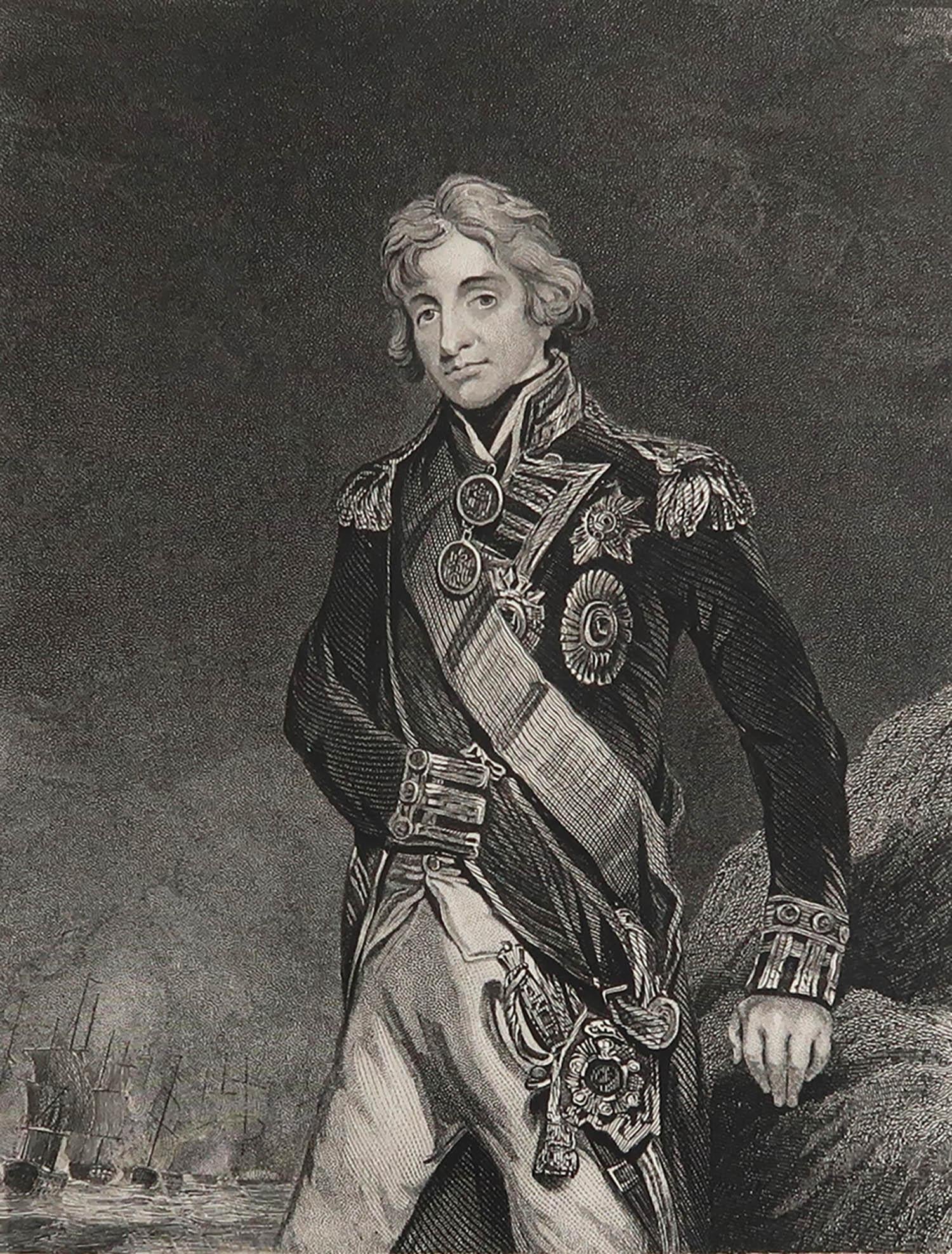 Great image of Lord Nelson

Fine steel engraving by H.Robinson

After J.Hoppner

Published circa 1850

Unframed.