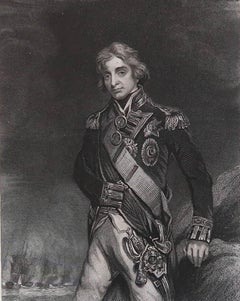 Impression ancienne d'origine, portrait de Lord Nelson, vers 1850