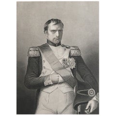 Original Antique Print, Portrait of Napoleon Bonaparte, circa 1850