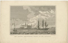 Original Antique Print with a View of Kronborg Castle, Seeland, Denmark, 1826
