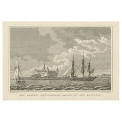 Original antiker Originaldruck mit Ansicht des Schlosses Kronborg, Seeland, Dänemark, 1826