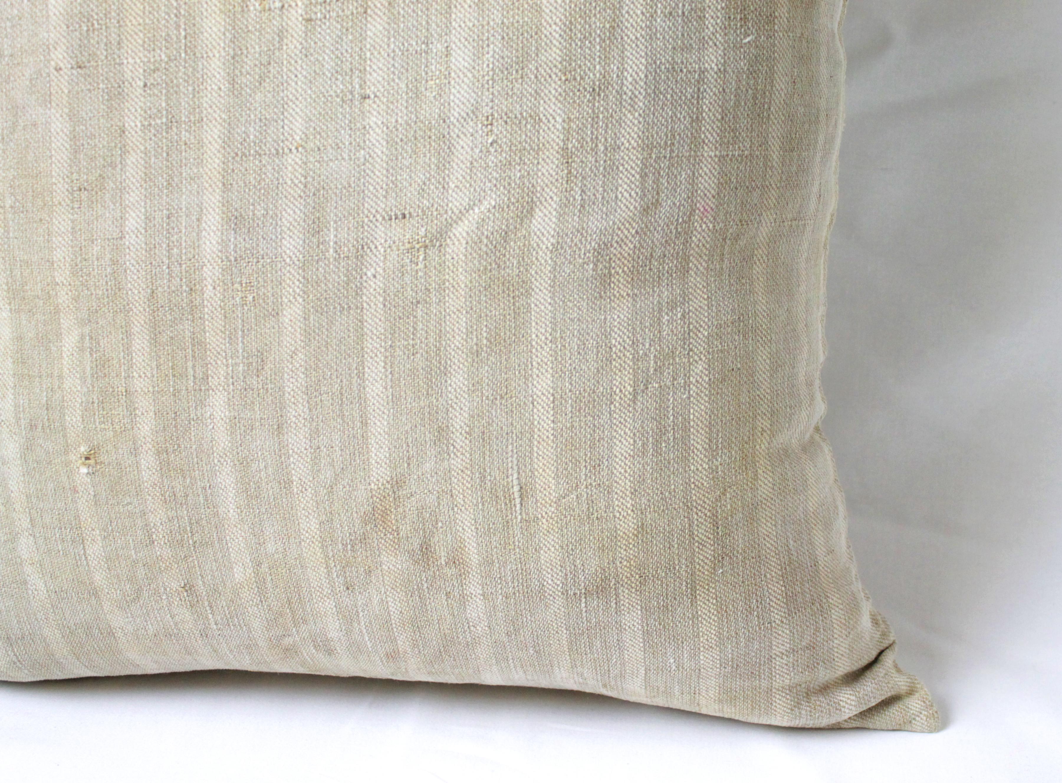 Original Antique Printed German Stripe Feed Sack Pillow For Sale 12