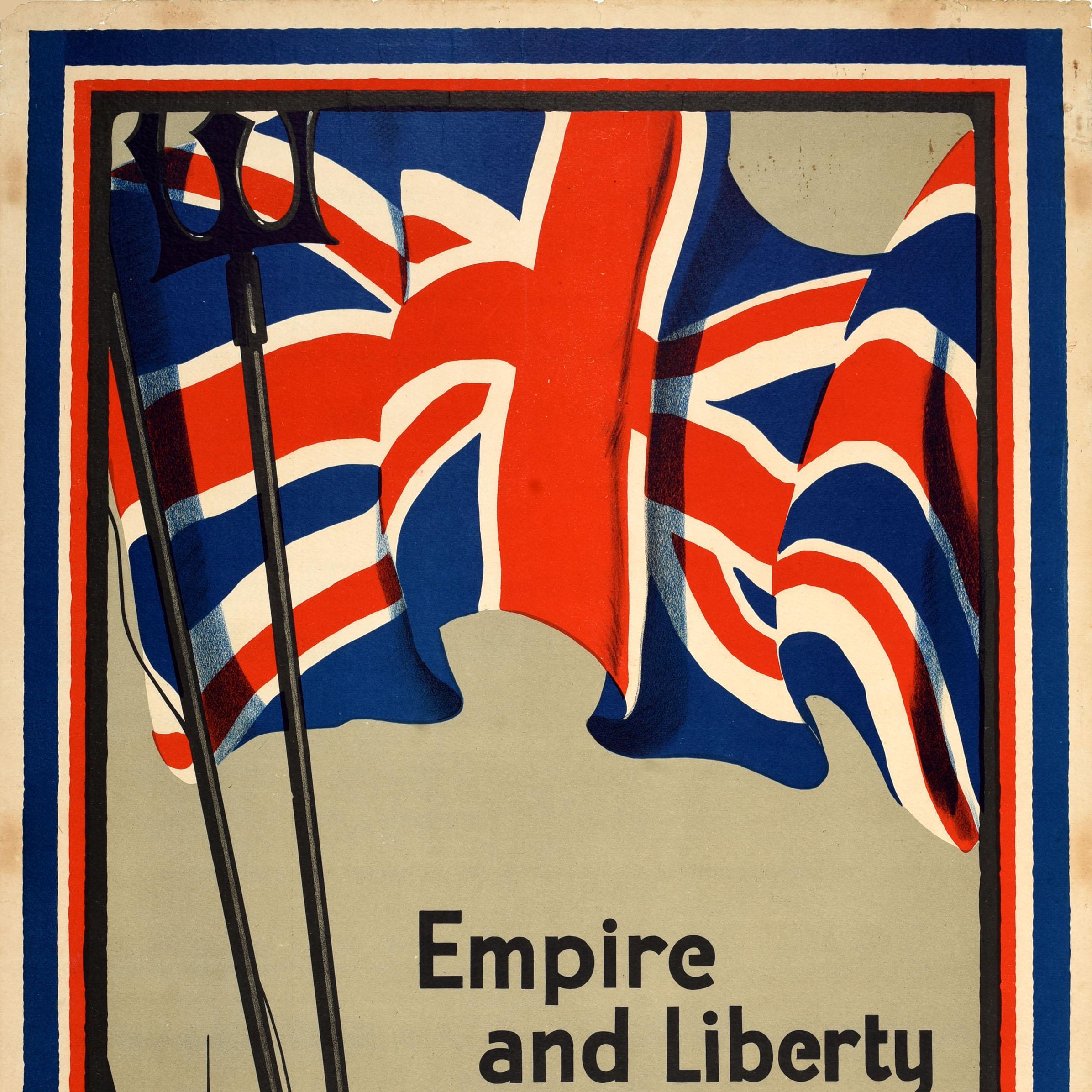 Original Antique Propaganda Poster British Empire And Liberty Beaconsfield UK Británico en venta