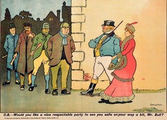 Original Antique Propaganda Poster Doubtful Guide UK General Election John Bull