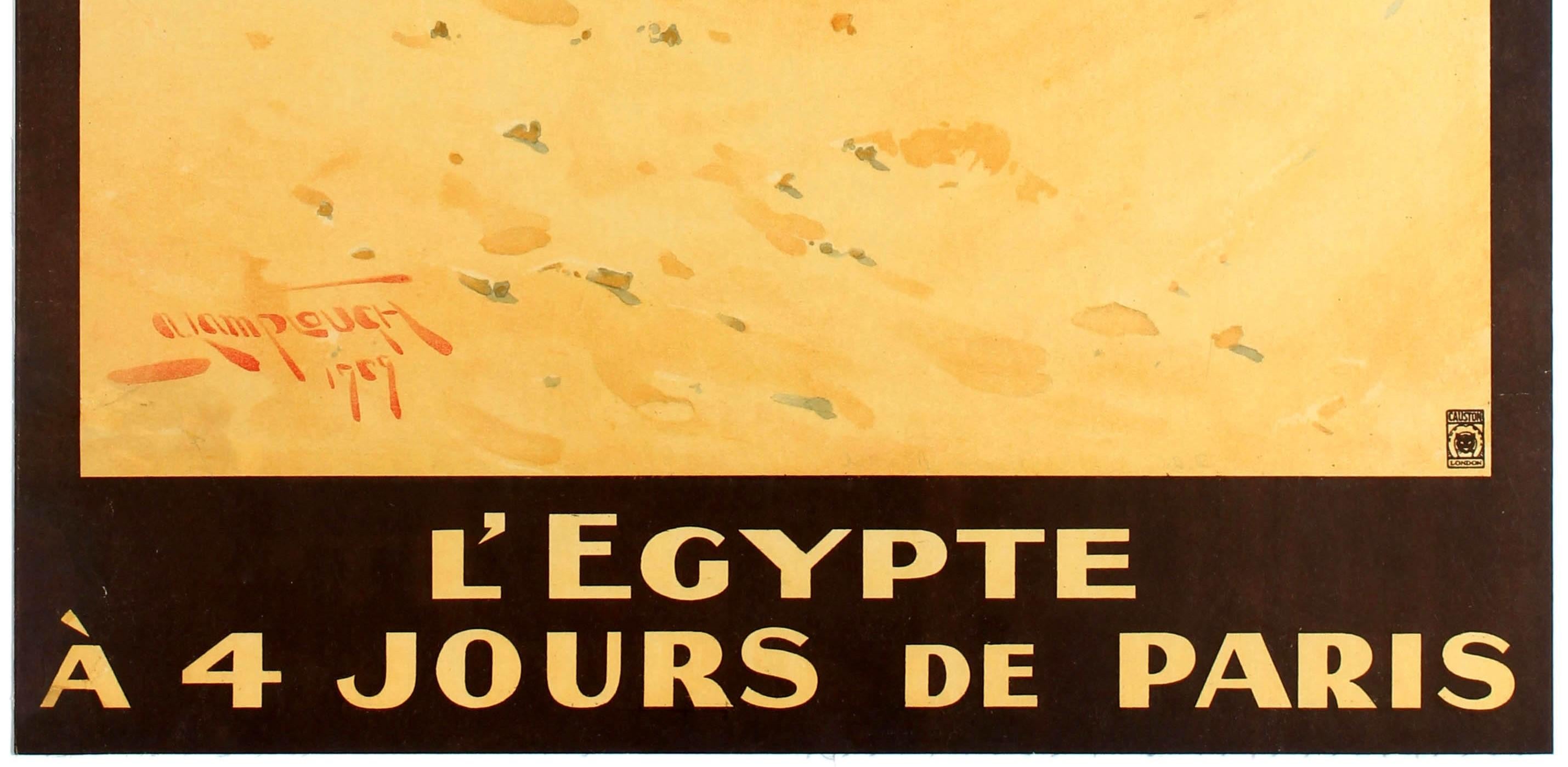 Original Antique Railway Travel Poster Egypt 4 Days Paris Chemins De Fer Egypte In Good Condition In London, GB
