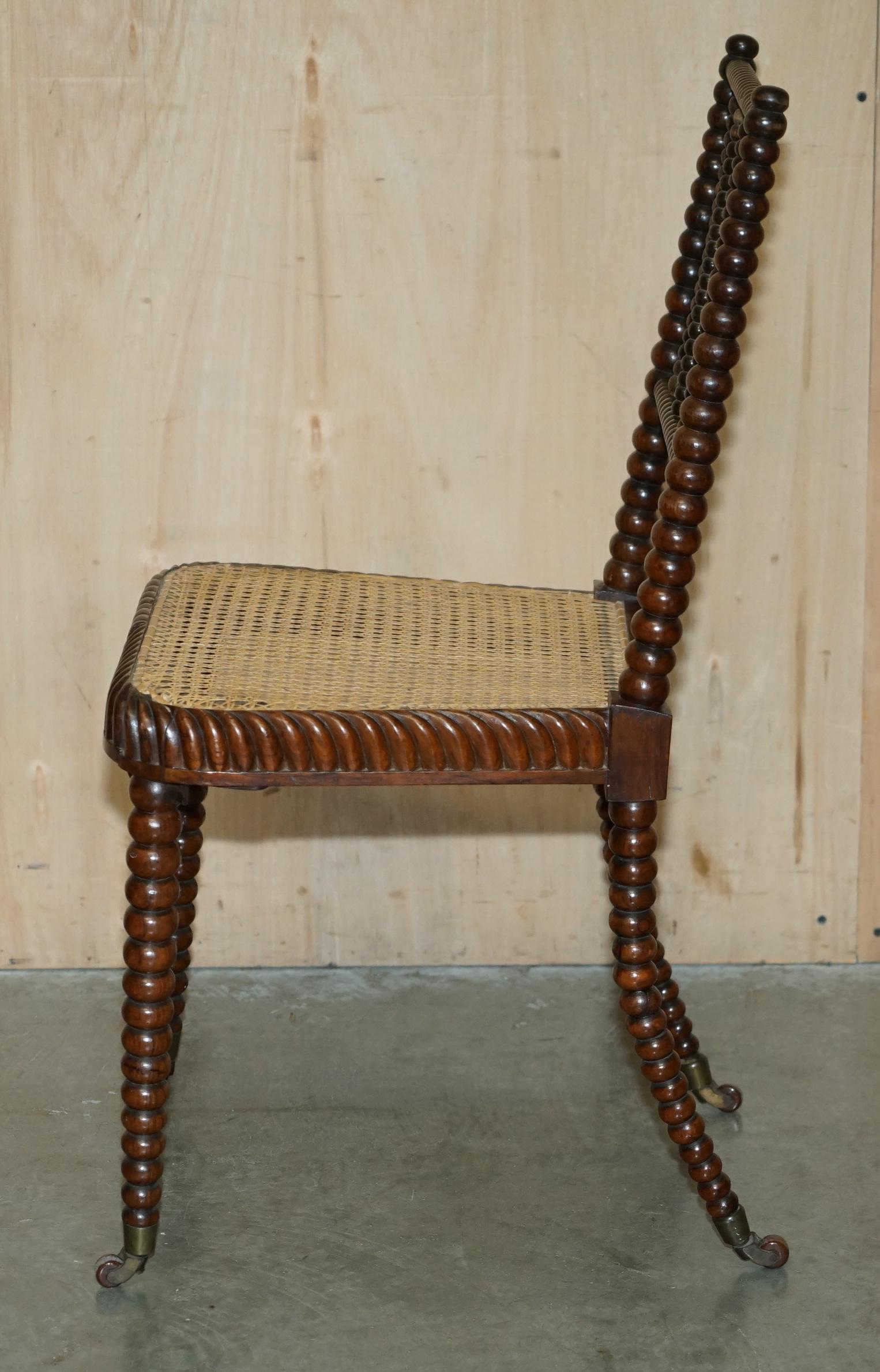ORiGINALE ANTICO REGENCY CIR 1810 PORCELLANA IN LEGNO DURO SEDIA TORNATA BOBBIN in vendita 8