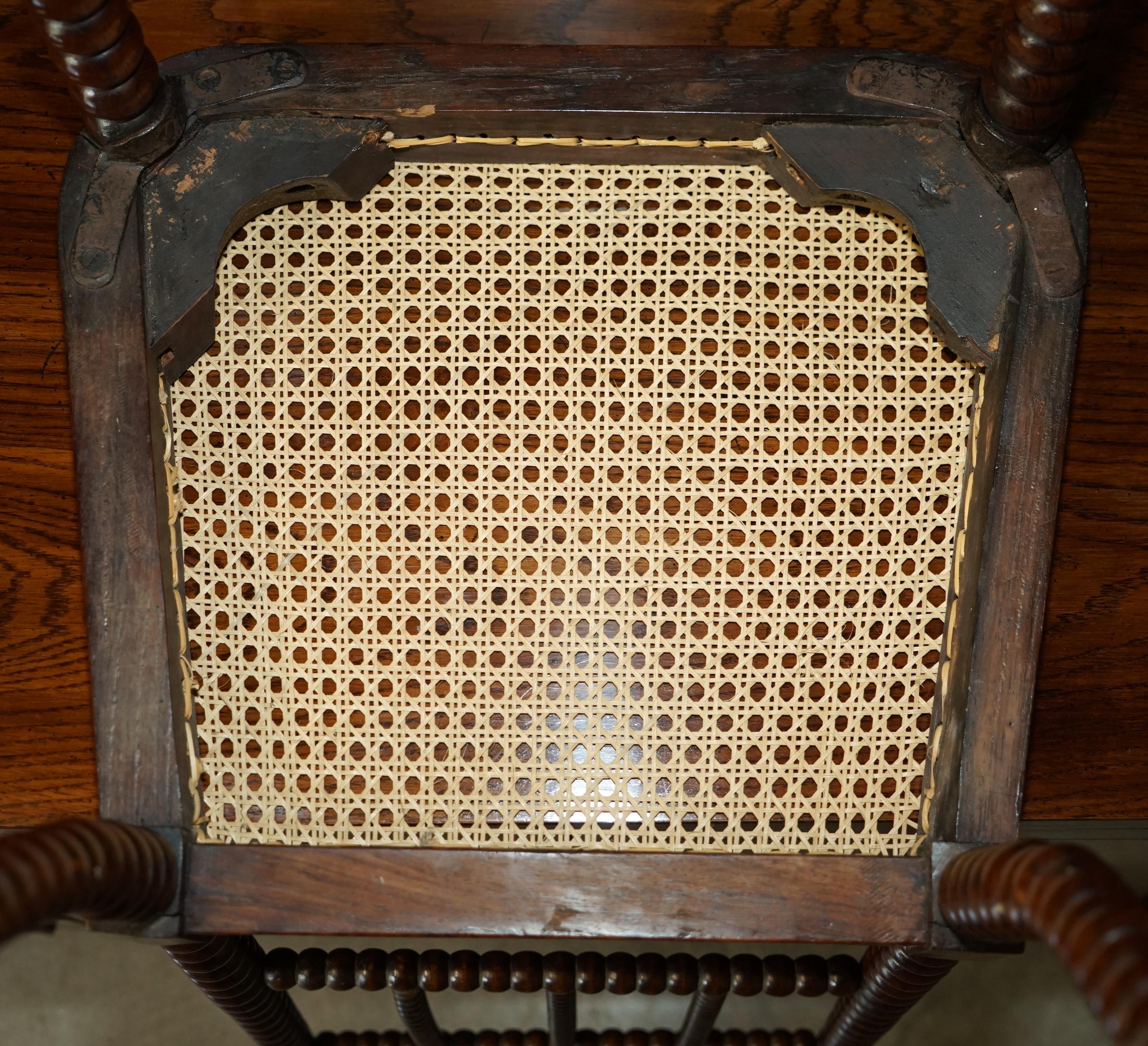ORiGINALE ANTICO REGENCY CIR 1810 PORCELLANA IN LEGNO DURO SEDIA TORNATA BOBBIN in vendita 9