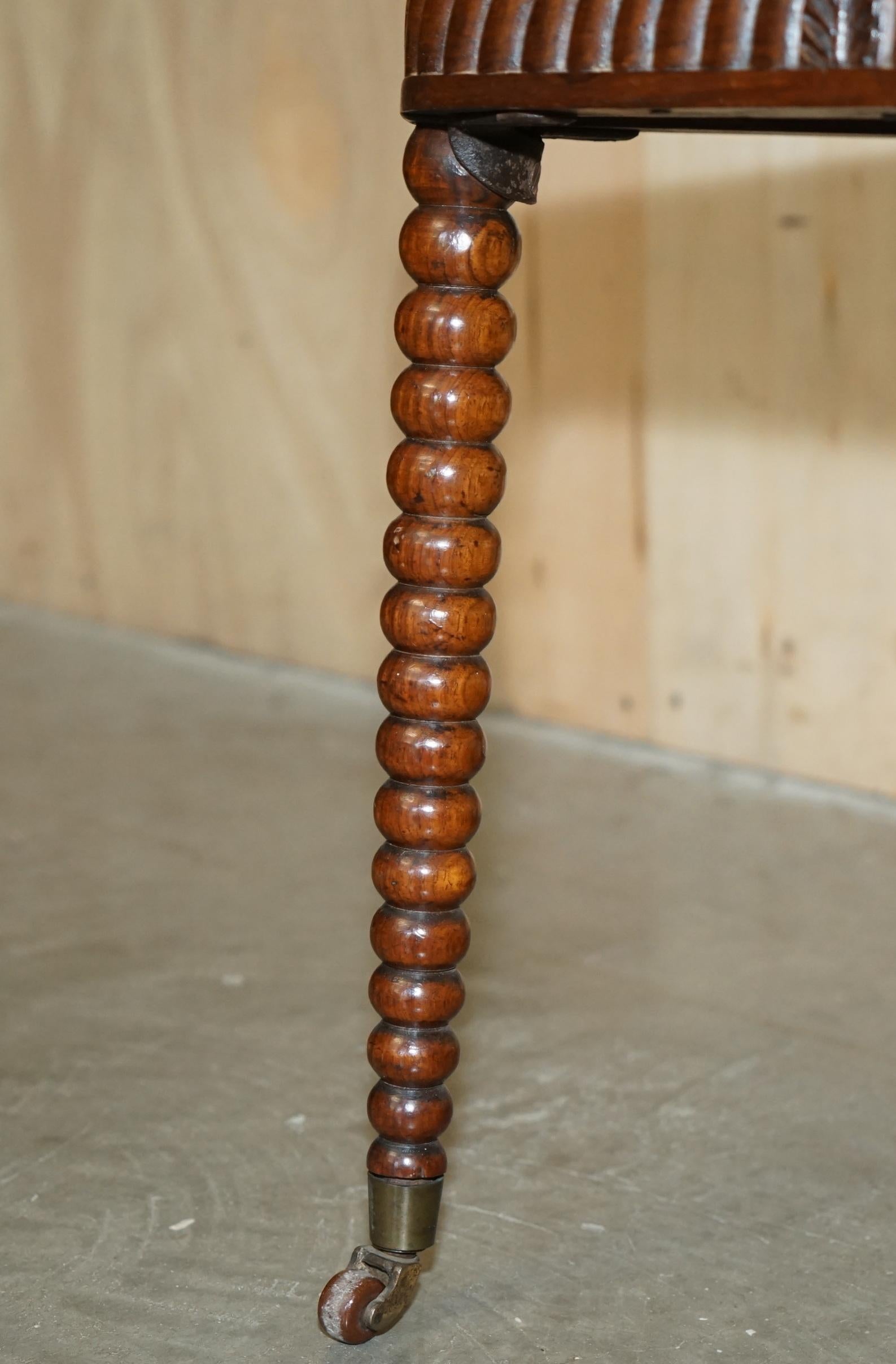 Legno massiccio ORiGINALE ANTICO REGENCY CIR 1810 PORCELLANA IN LEGNO DURO SEDIA TORNATA BOBBIN in vendita