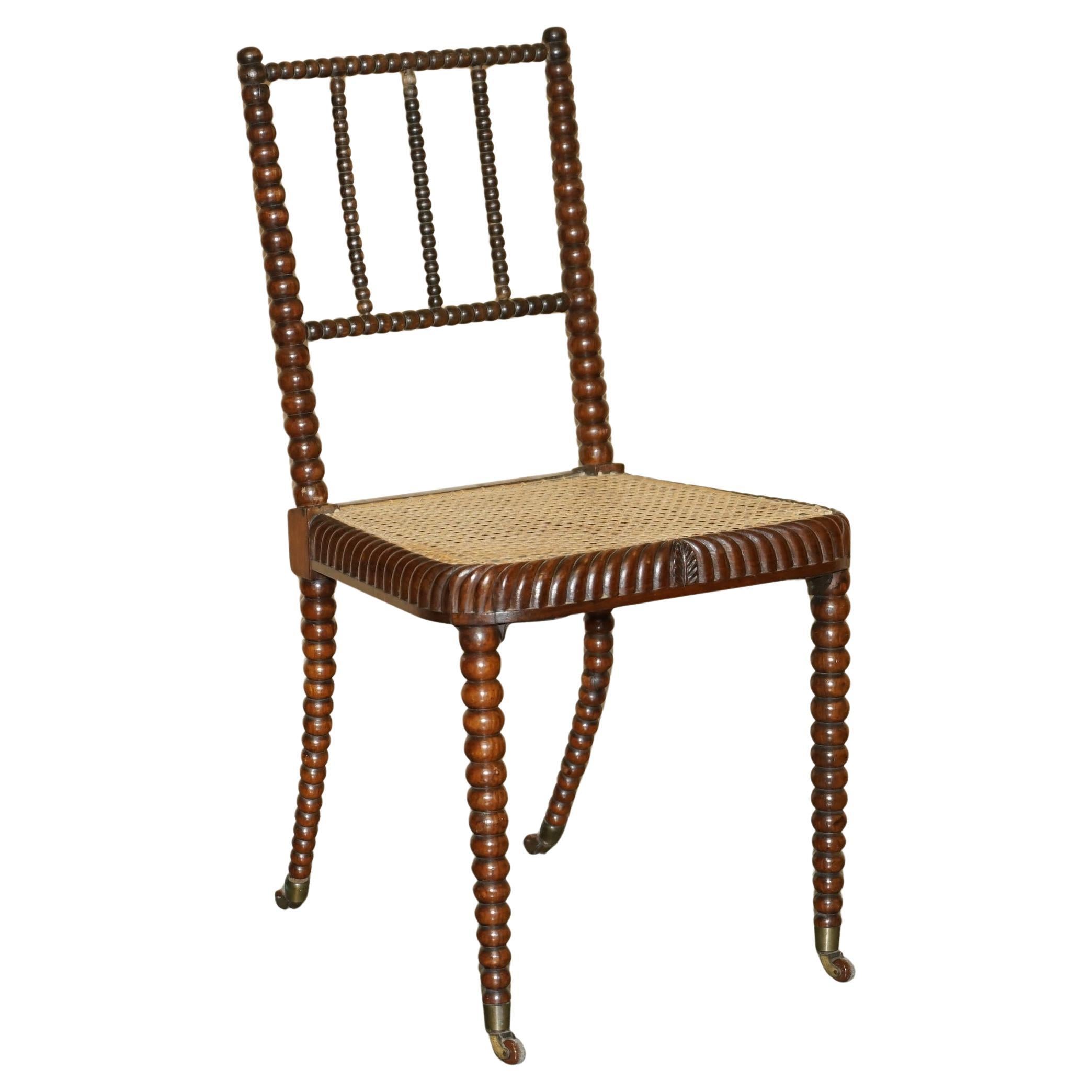ORiGINALE ANTICO REGENCY CIR 1810 PORCELLANA IN LEGNO DURO SEDIA TORNATA BOBBIN in vendita
