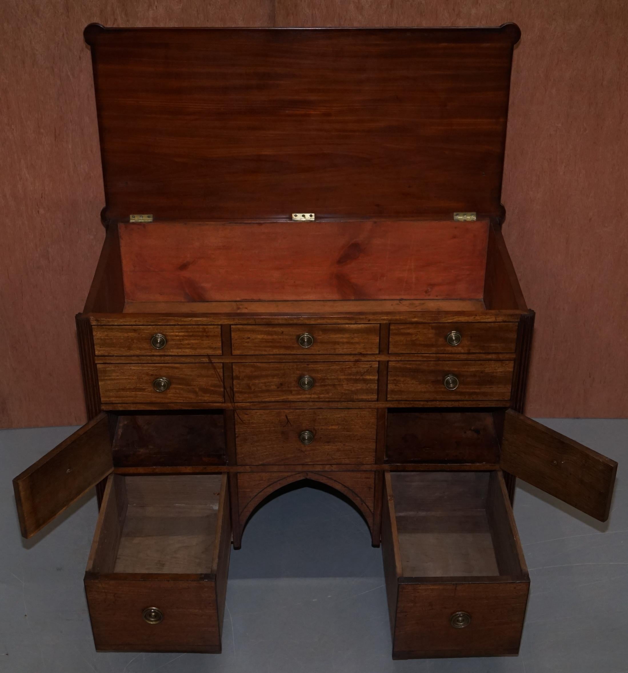 Original Antique Regency circa 1815 Mahogany Blanket Chest Cupboard with Drawers 9