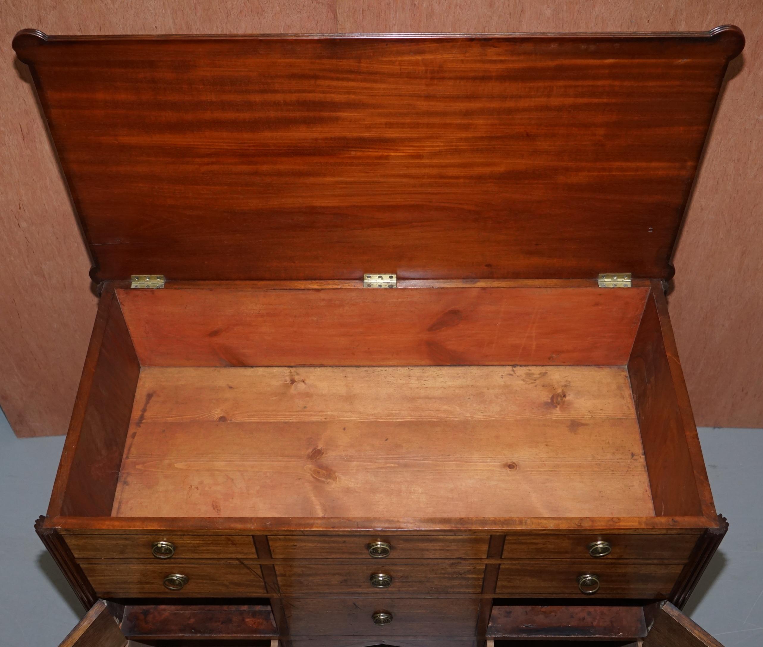 Original Antique Regency circa 1815 Mahogany Blanket Chest Cupboard with Drawers 10