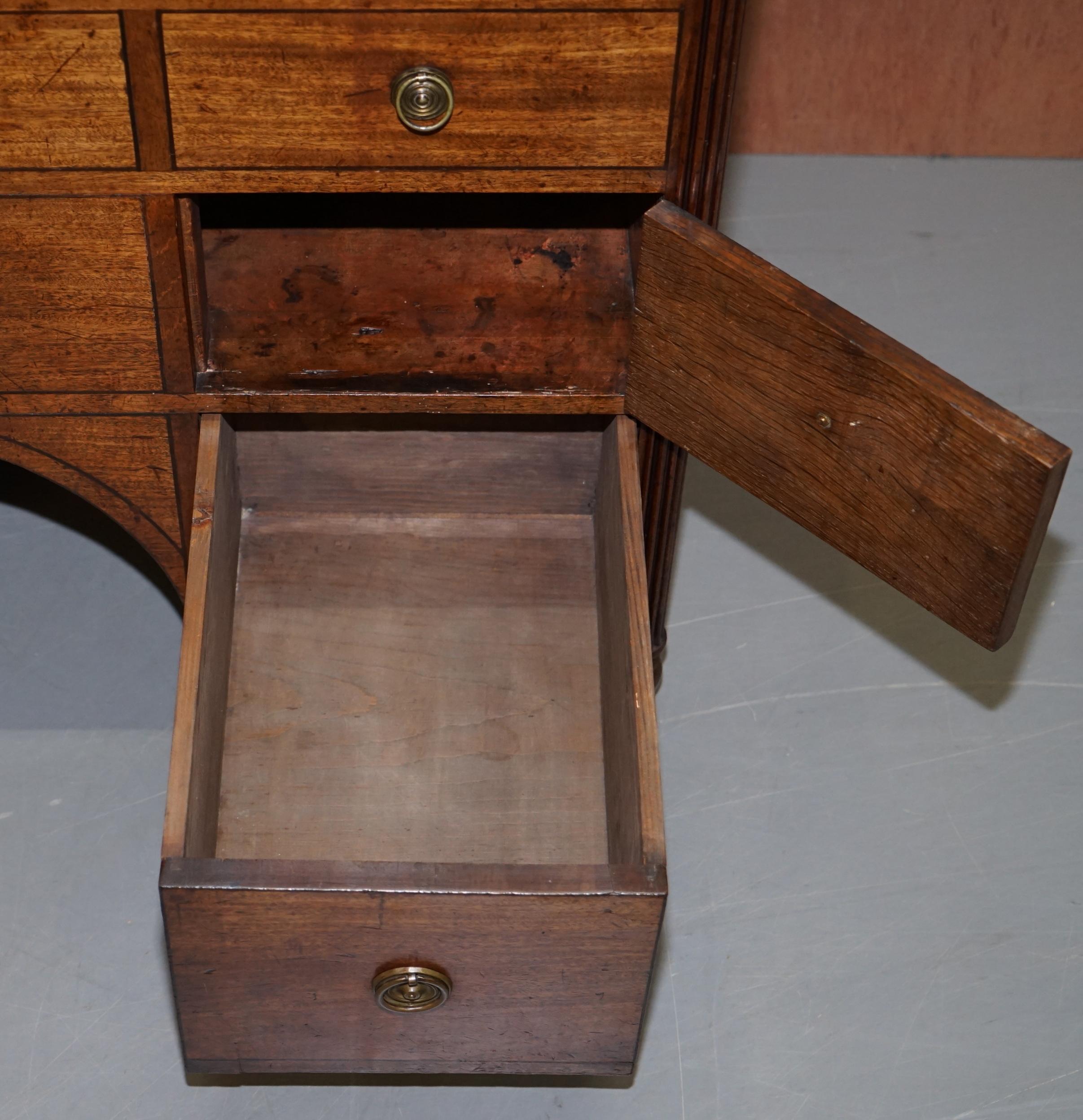 Original Antique Regency circa 1815 Mahogany Blanket Chest Cupboard with Drawers 12