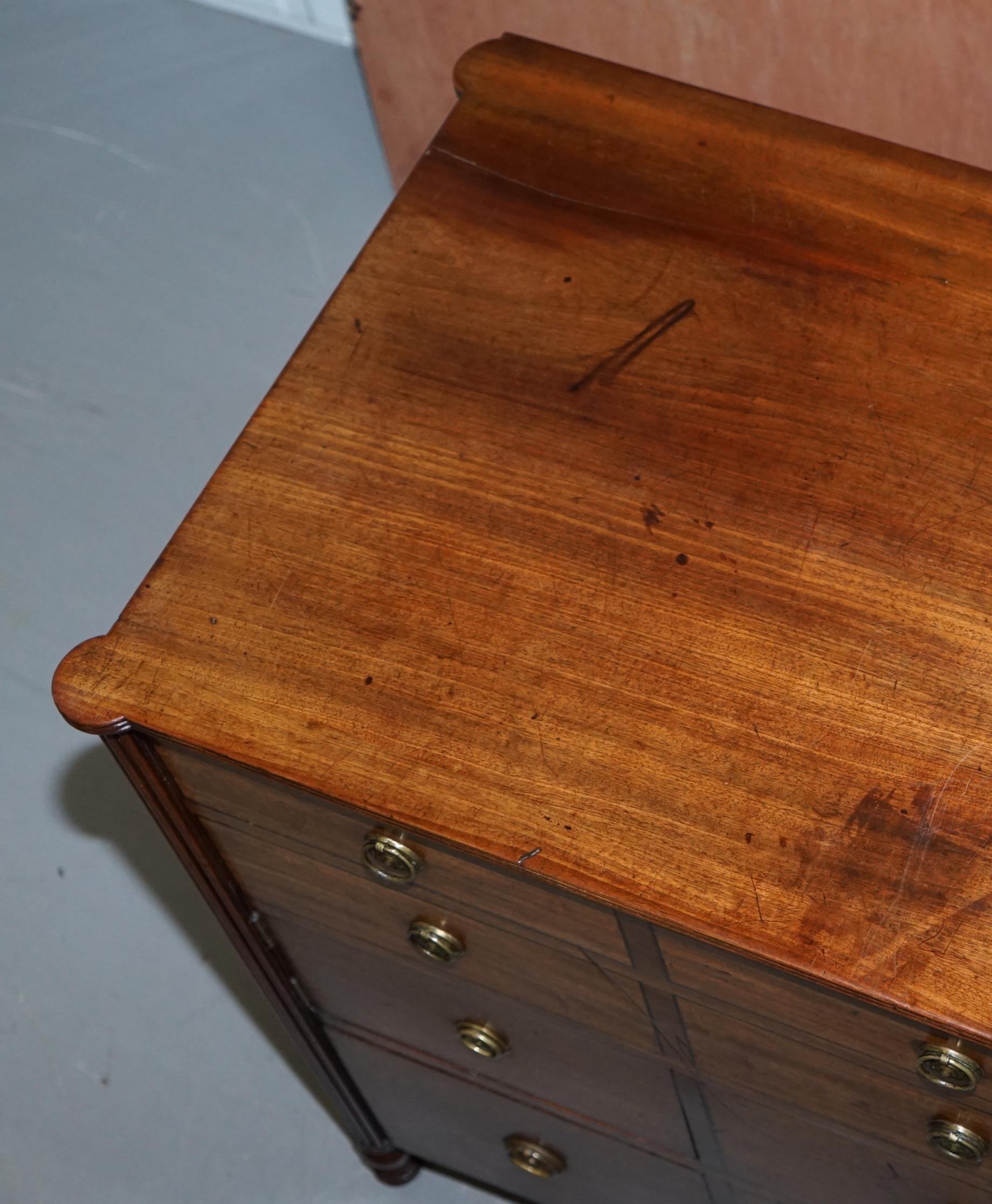 Original Antique Regency circa 1815 Mahogany Blanket Chest Cupboard with Drawers In Good Condition In West Sussex, Pulborough