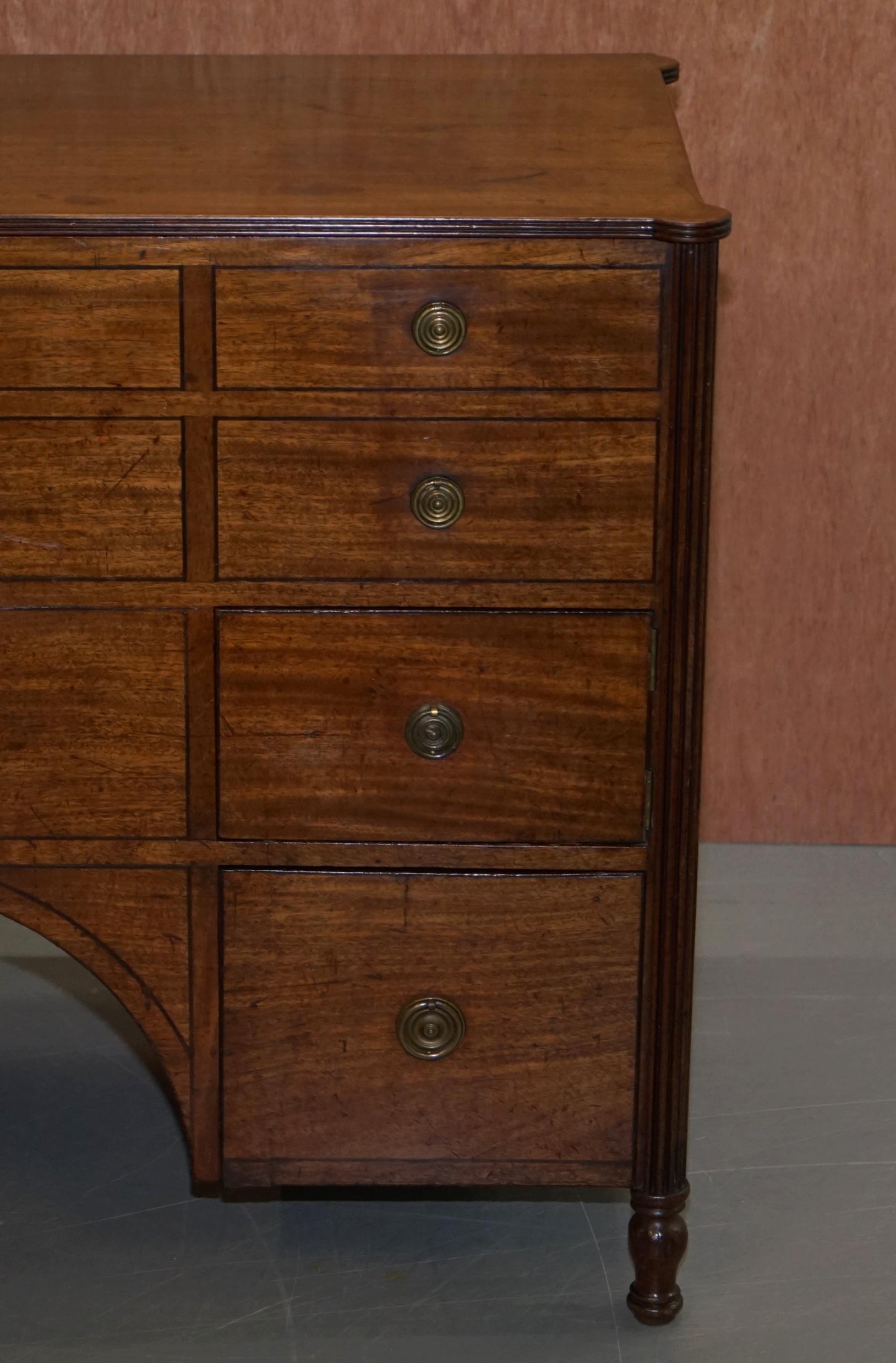 Original Antique Regency circa 1815 Mahogany Blanket Chest Cupboard with Drawers 1