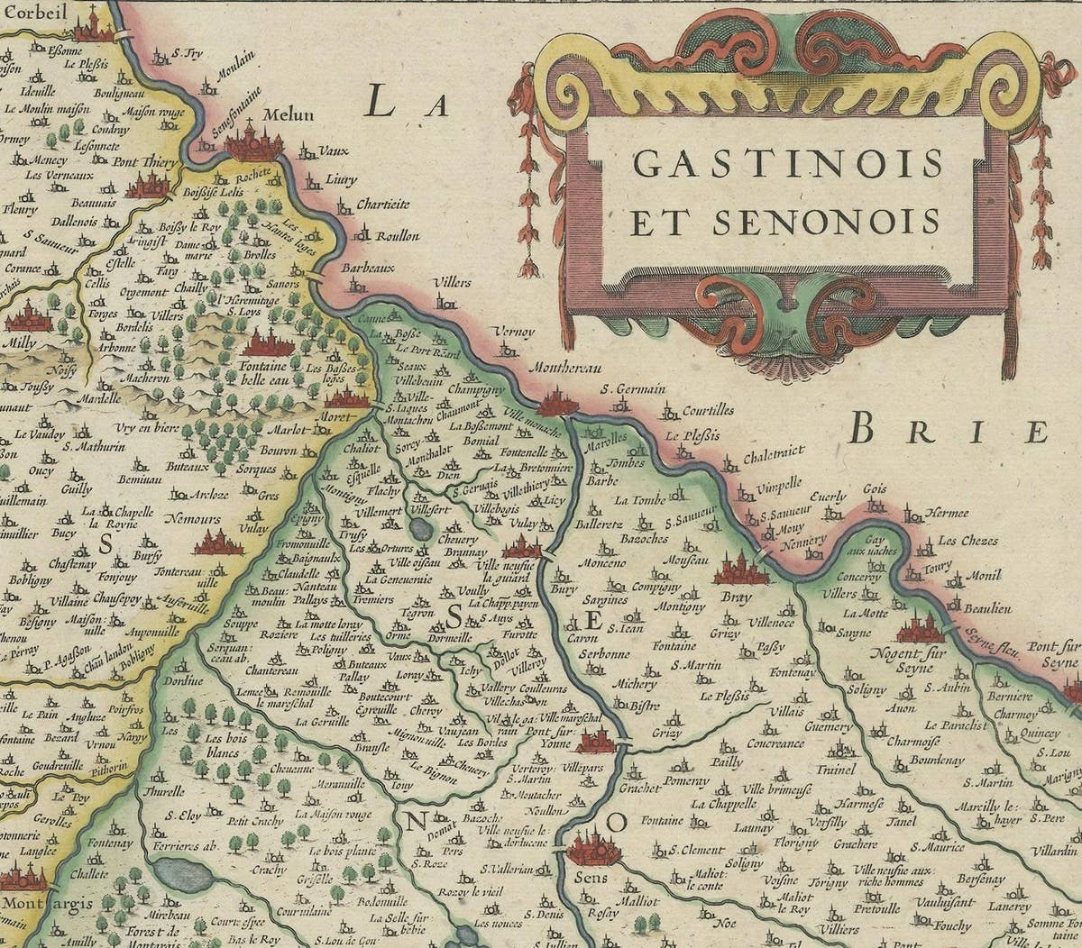 Original Antique Regional Map of France with Orleans, Auxerre and Montargis