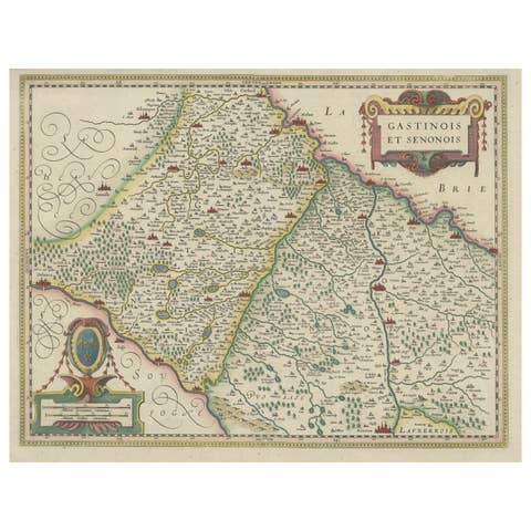 Original Antique Regional Map of France with Orleans, Auxerre and Montargis