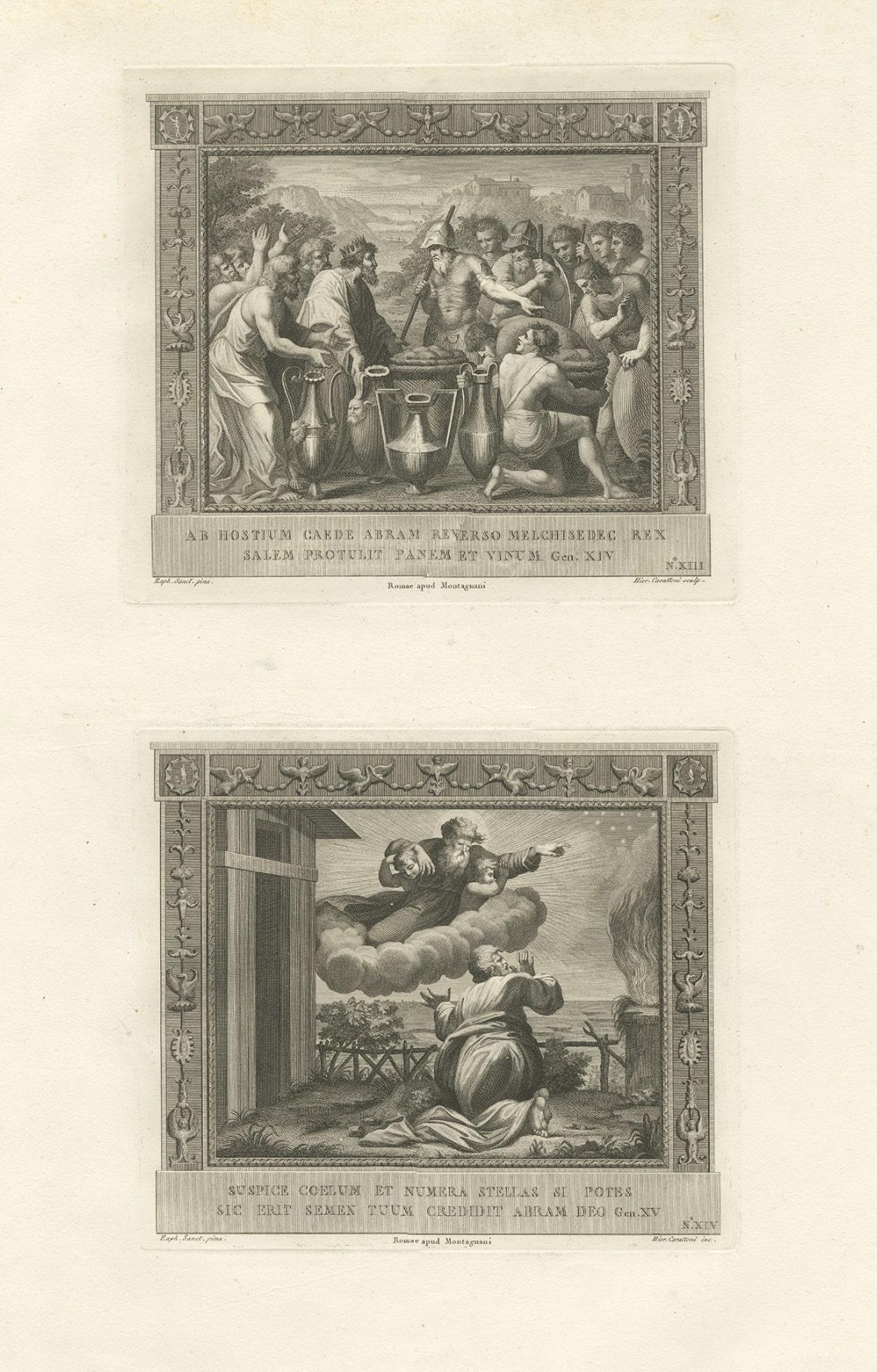 19th Century Original Antique Religion Print Depicting God's Covenant with Abraham, C.1850 For Sale