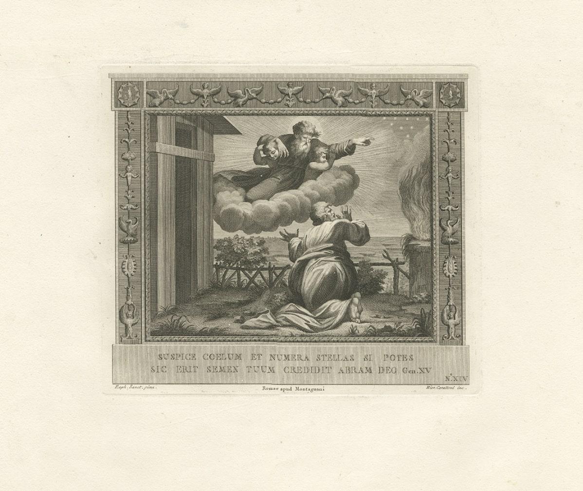 Original Antique Religion Print Depicting God's Covenant with Abraham, C.1850 For Sale 1