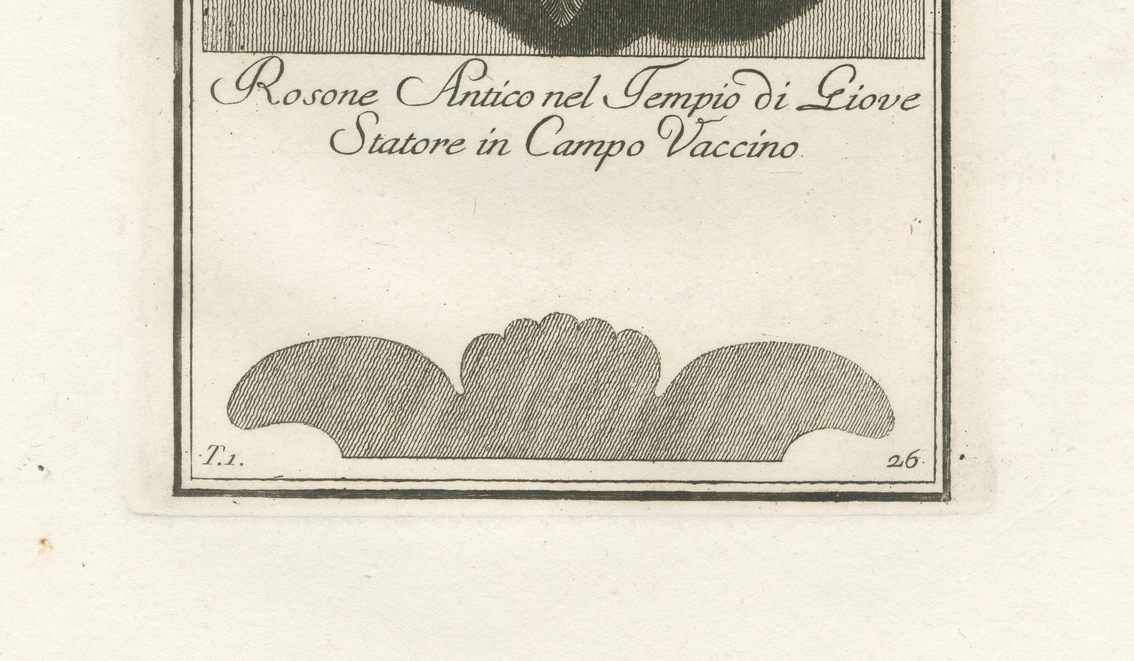 Engraved Original Antique Roman Rosette Engraving #26, Campo Vaccino For Sale