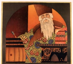 Original Antique Russian Revivial Style Poster For A Beer Brewery Industry Expo