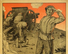 Original Antique Russian WWI Poster Buy Military Loan More Money More Shells