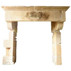 Original Antique Sandstone Castle Fireplace Mantel, 18th Century