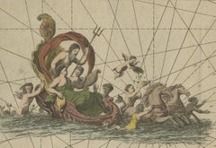 Original Antique Sea Chart of the Maas 'or Meuse' River with Neptunes, 1684