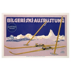 Original Antique Skiing Poster Bilgeri Werk Bregenz Austria - Matterhorn Zermatt