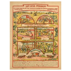 Original Antikes sowjetisches Propagandaplakat „ Give Bread To The Revolution“, UdSSR, UdSSR