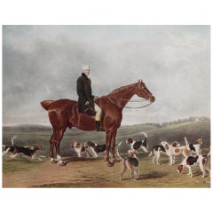 Original Antique Sporting Print, Gentleman on a Horse, circa 1900