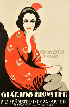 Original Antique Swedish Movie Poster Francesca Bertini Anima Allegra