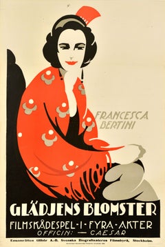 Original Antique Swedish Movie Poster Francesca Bertini Anima Allegra