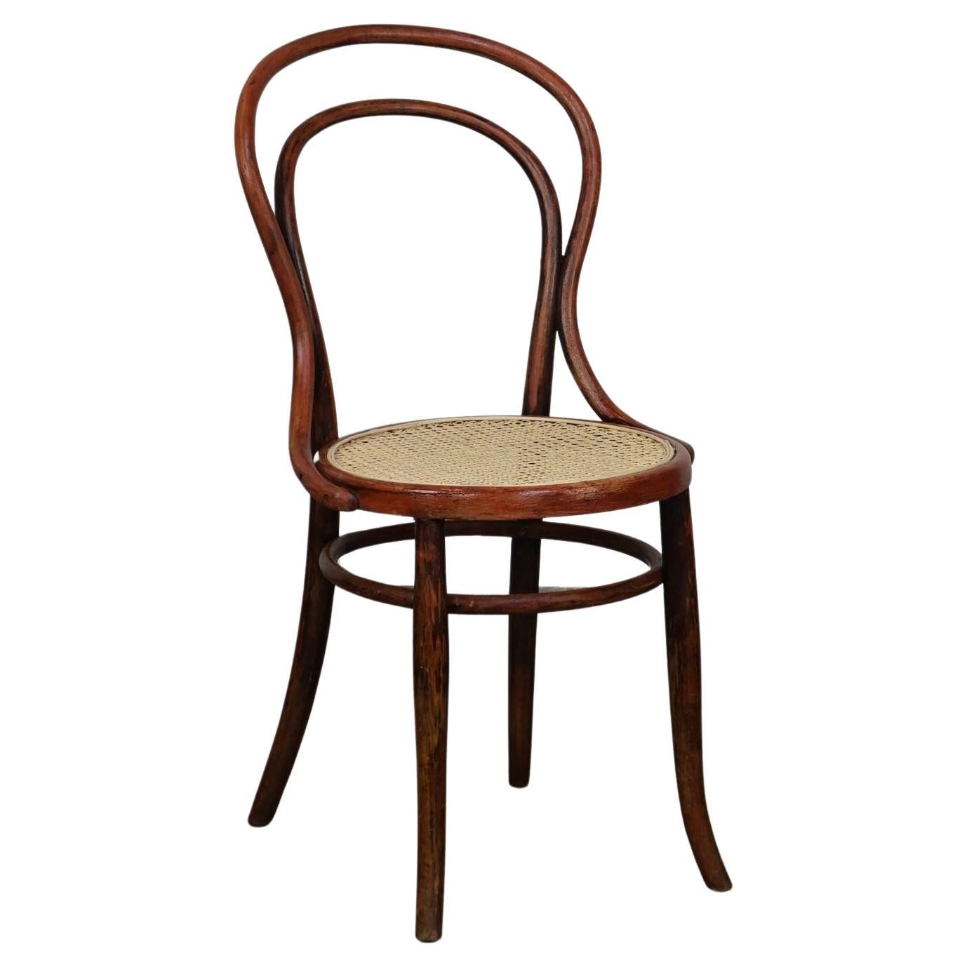 Original antique Thonet chair no. 14 with a beautiful patina and a new matte sea For Sale