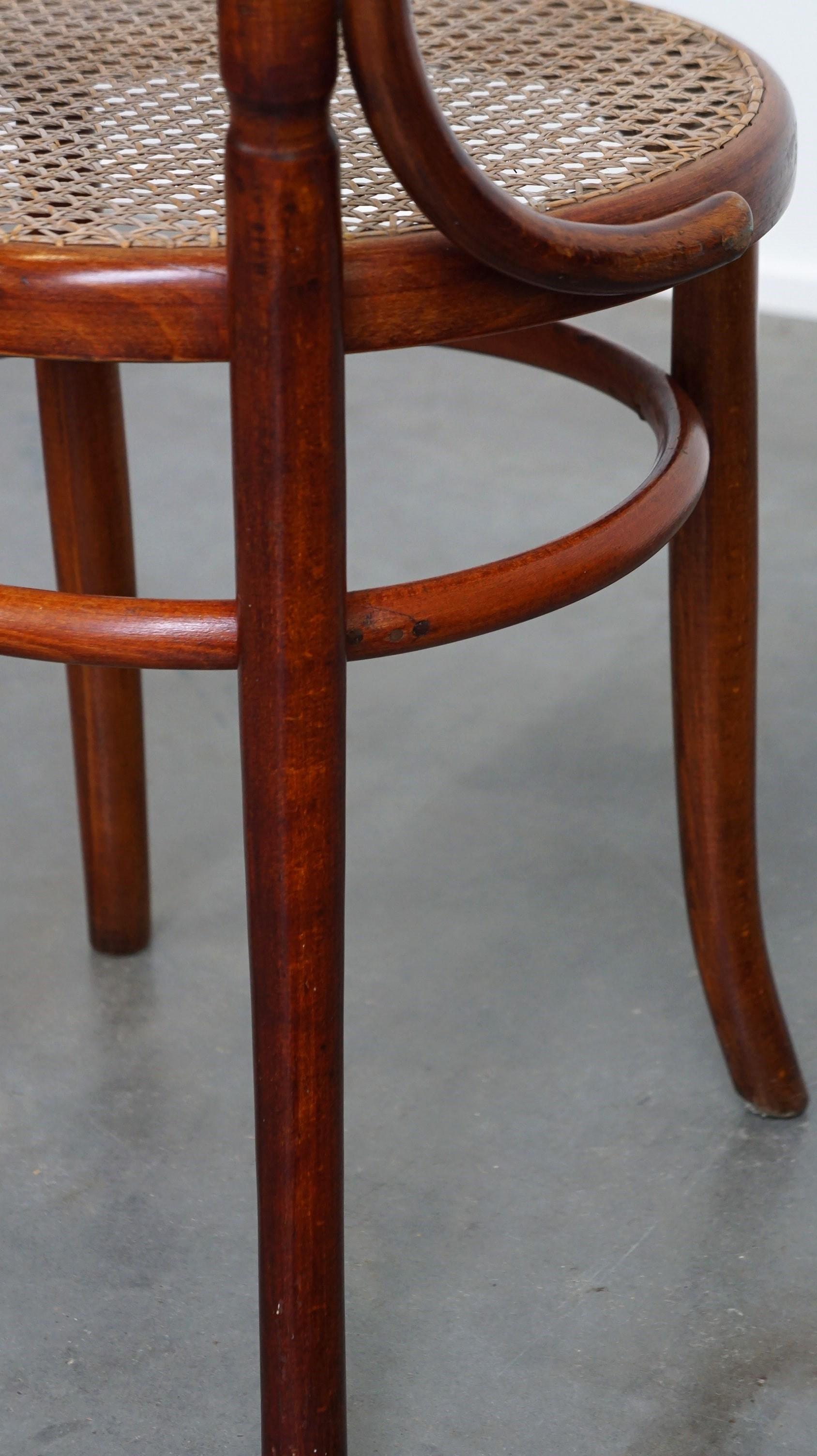 Original antique Thonet chair with great colors and a wicker seat For Sale 3