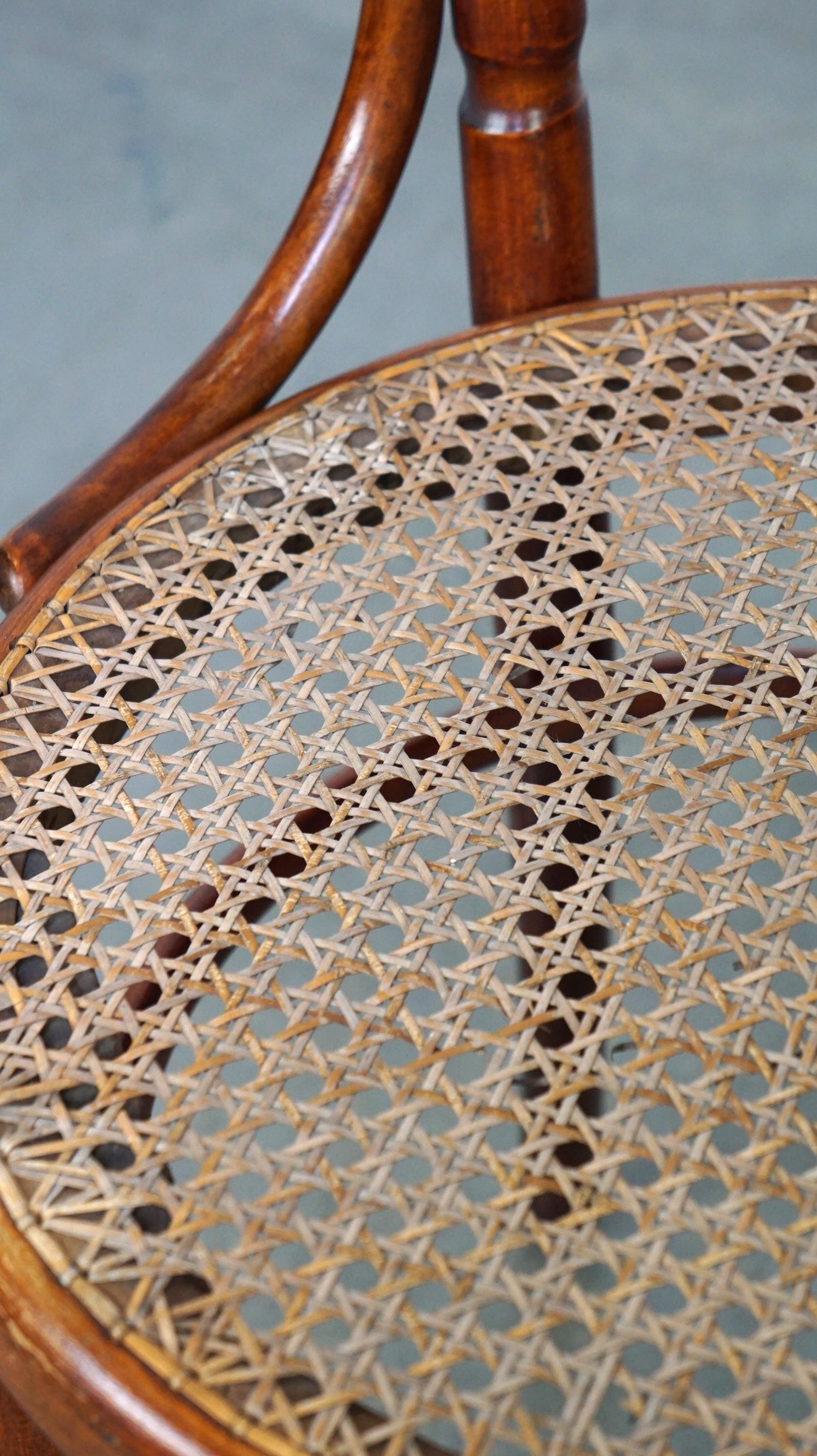 Original antique Thonet chair with great colors and a wicker seat For Sale 4