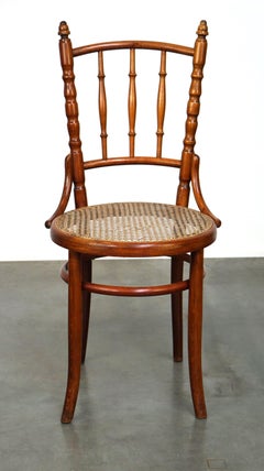Original antique Thonet chair with great colors and a wicker seat