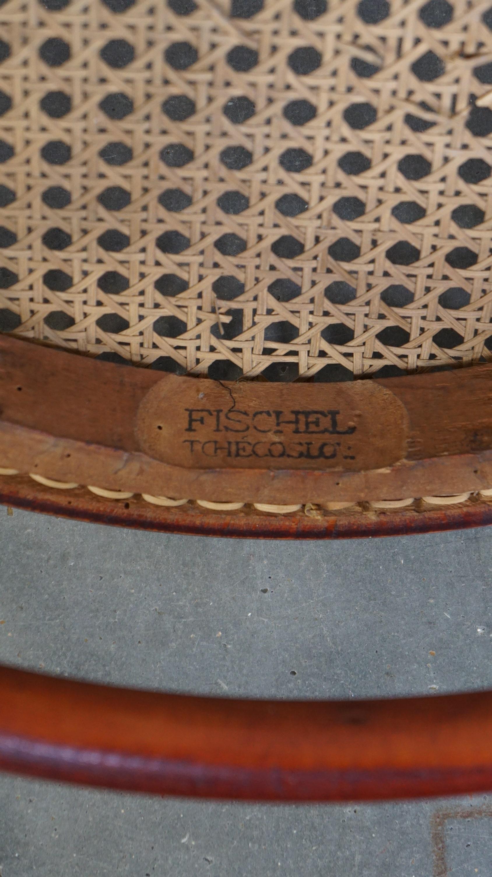 Original antique Thonet chair with great colors and a wicker seat For Sale 1