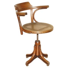 ORIGINAL ANTIQUE THONET SWiVEL BERGERE DESK CAPTAINS ARMCHAIR MODEL NUMBER 3