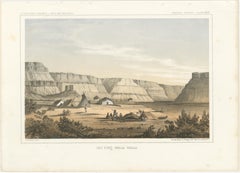 Original Antique Tinted Lithograph of Old Fort Walla Walla in Washington, 1856