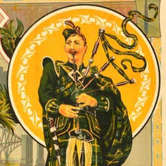 Original Antique Train Travel Poster Scottish National Exhibition Edinburgh