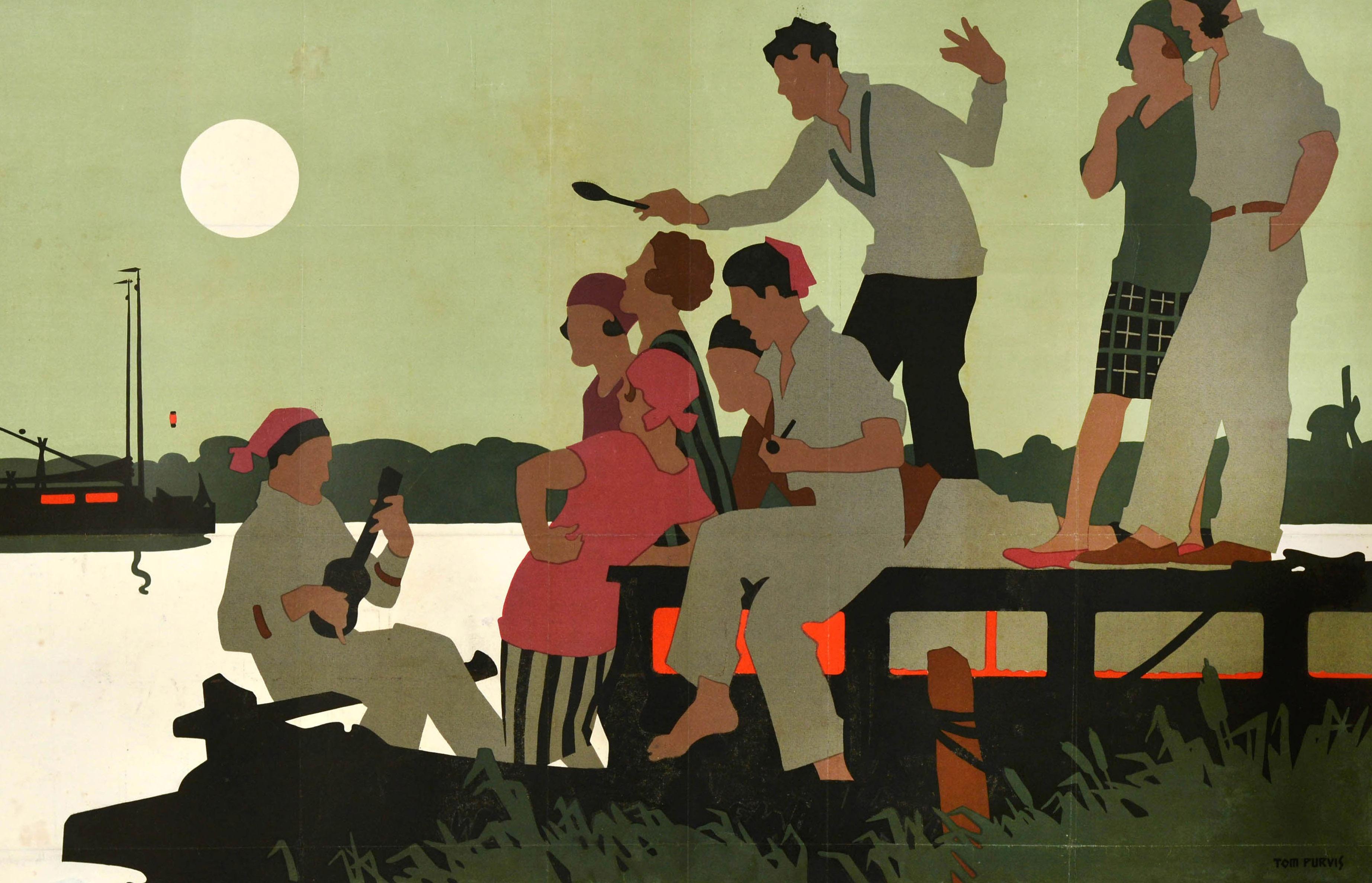 Britannico Poster originale d'epoca per il viaggio in treno The Broads LNER Railway Tom Purvis in vendita