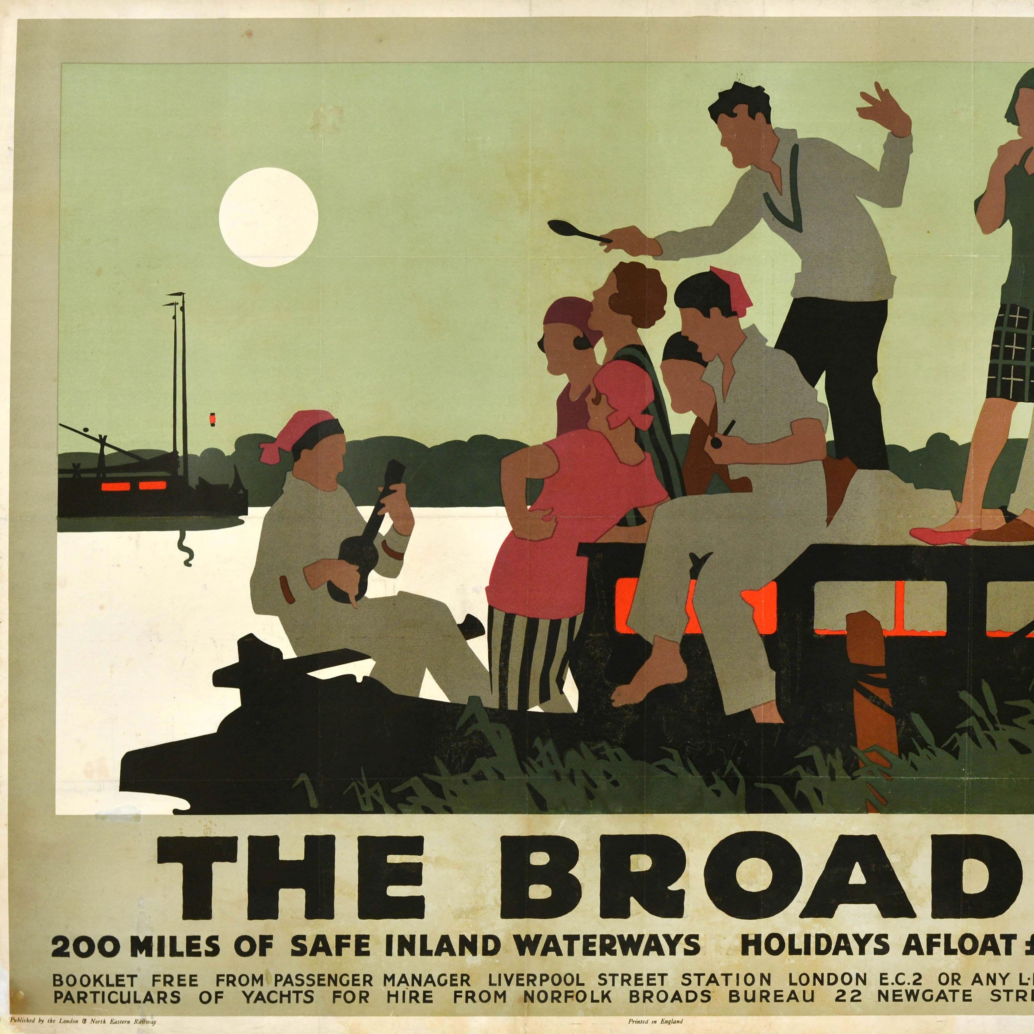 Poster originale d'epoca per il viaggio in treno The Broads LNER Railway Tom Purvis In condizioni discrete in vendita a London, GB