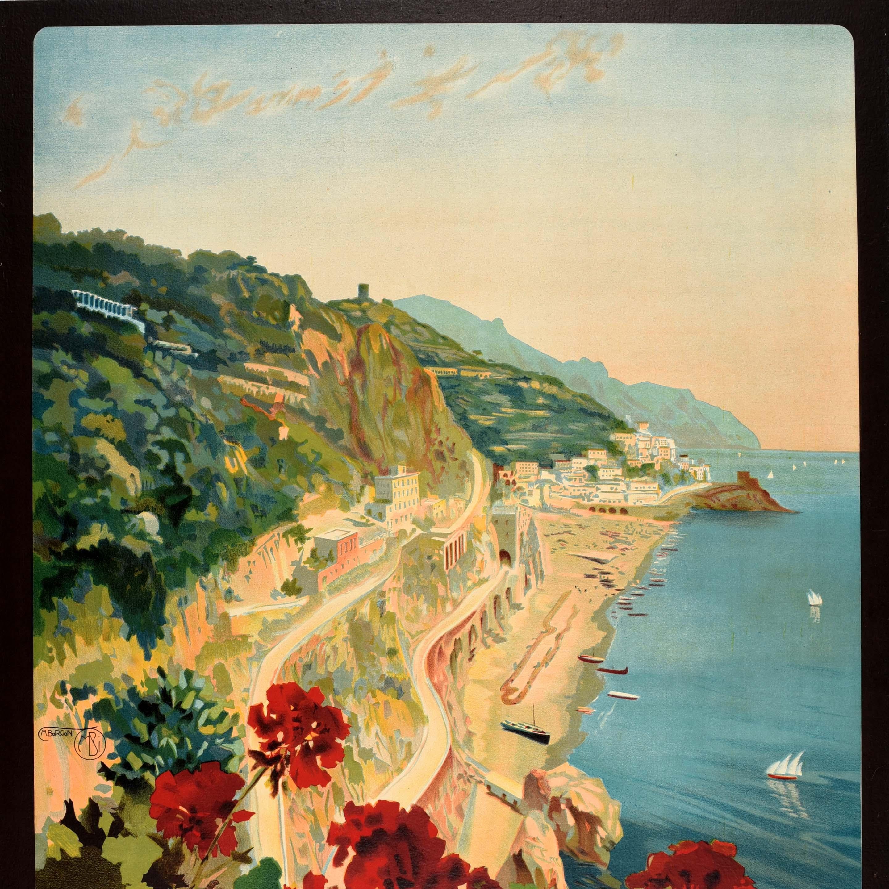 Italian Original Antique Travel Advertising Poster Amalfi Coast Italia ENIT Italy For Sale