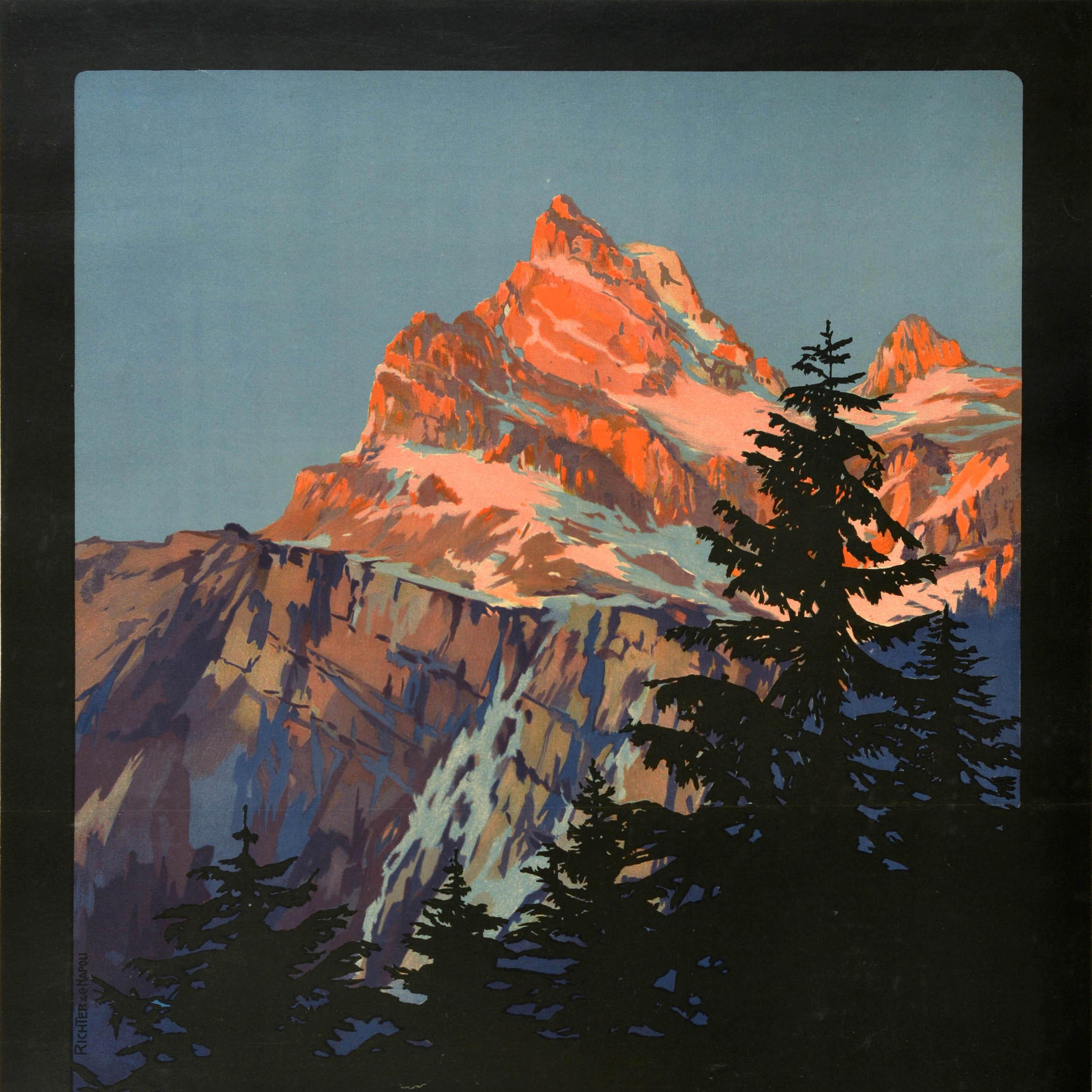 Original Antikes Reise-Werbeplakat Braunwald Bahn Kanton Glarus Schweiz (Italienisch) im Angebot
