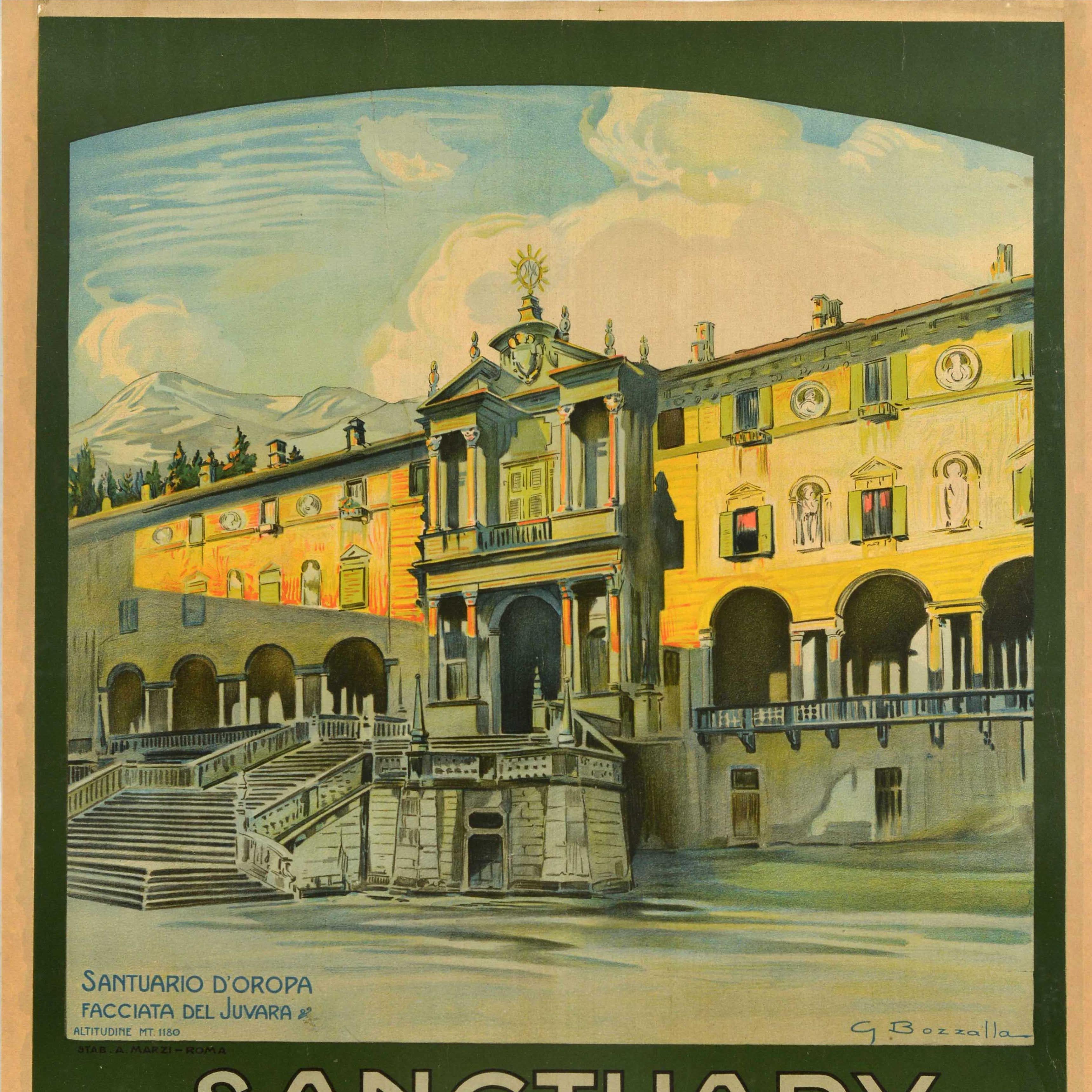 Italiano Poster pubblicitario di viaggio originale antico Santuario di Oropa ENIT Italia Bozzalla in vendita